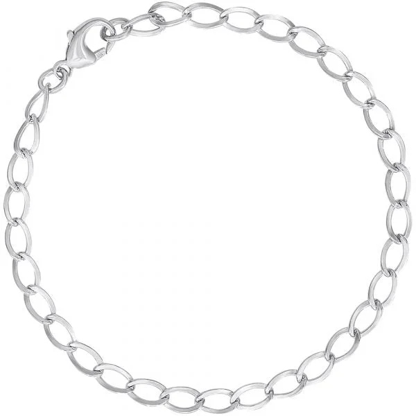 Sterling Silver Curb Link Charm Bracelet 7"