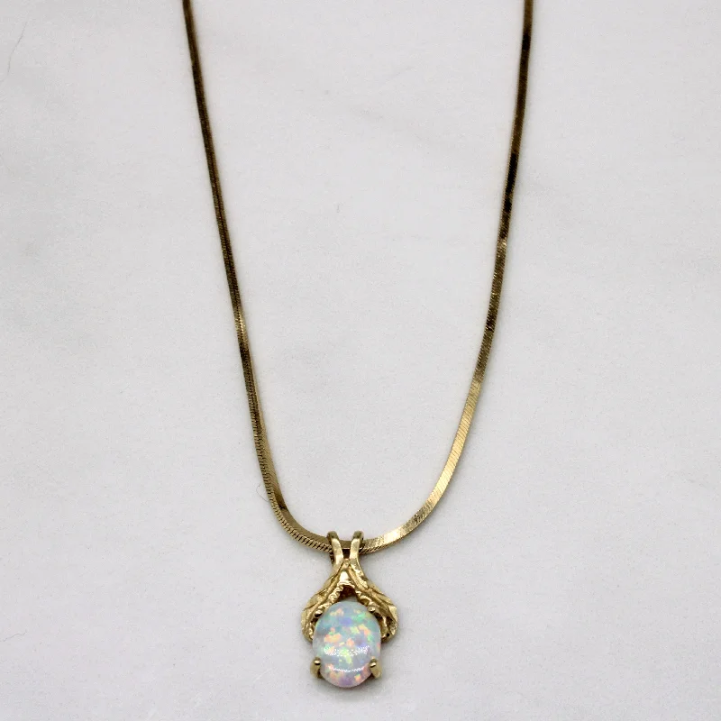 Synthetic Opal Pendant & 10k Necklace | 0.55ct | 18" |