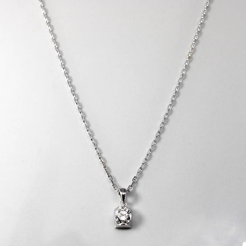 Tension Set Solitaire Diamond Pendant Necklace | 0.50ct VS2 G/H | 16"|