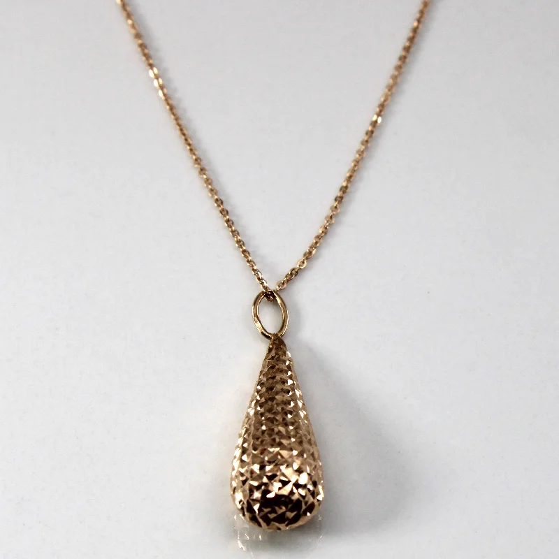 Clearance Sale On High-End Jewelry Collections Textured Drop Pendant with 14k Chain | 17"|