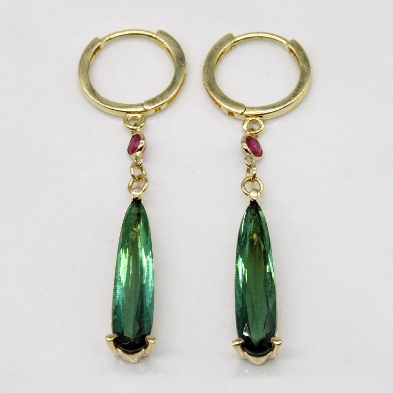 Trendy And Classic Jewelry Now At Reduced Prices Tourmaline & Ruby Drop Earrings | 1.00ctw, 0.14ctw |