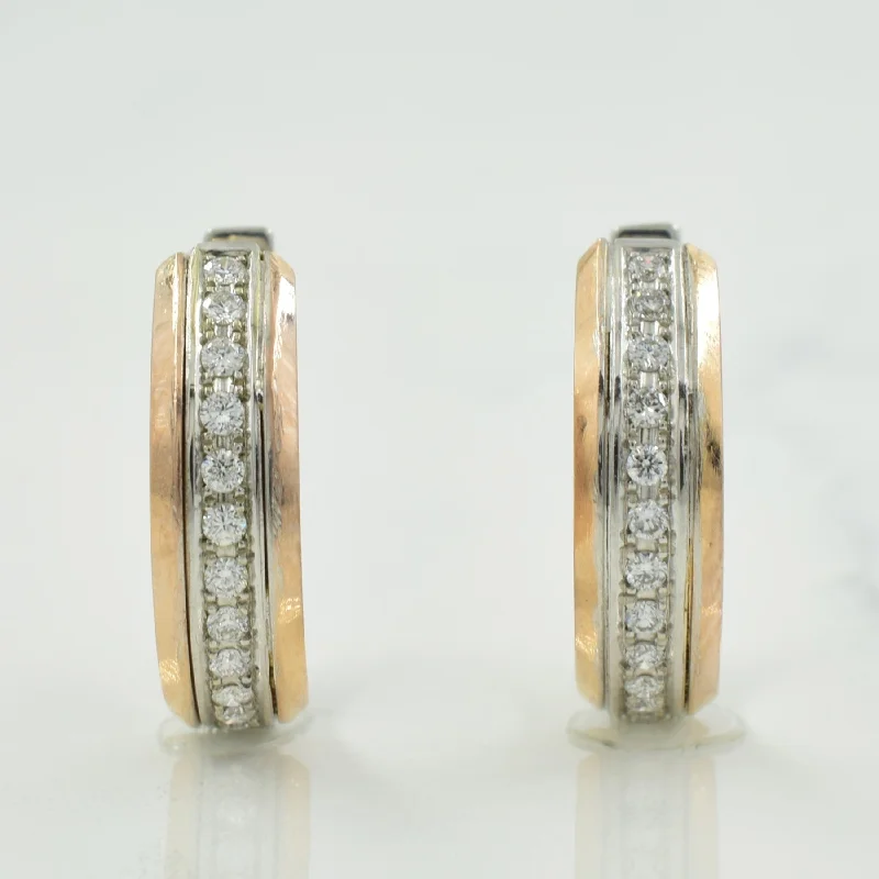 High-Quality Jewelry At A Fraction Of The Cost Two Tone Gold Diamond Huggie Earrings | 0.17ctw |