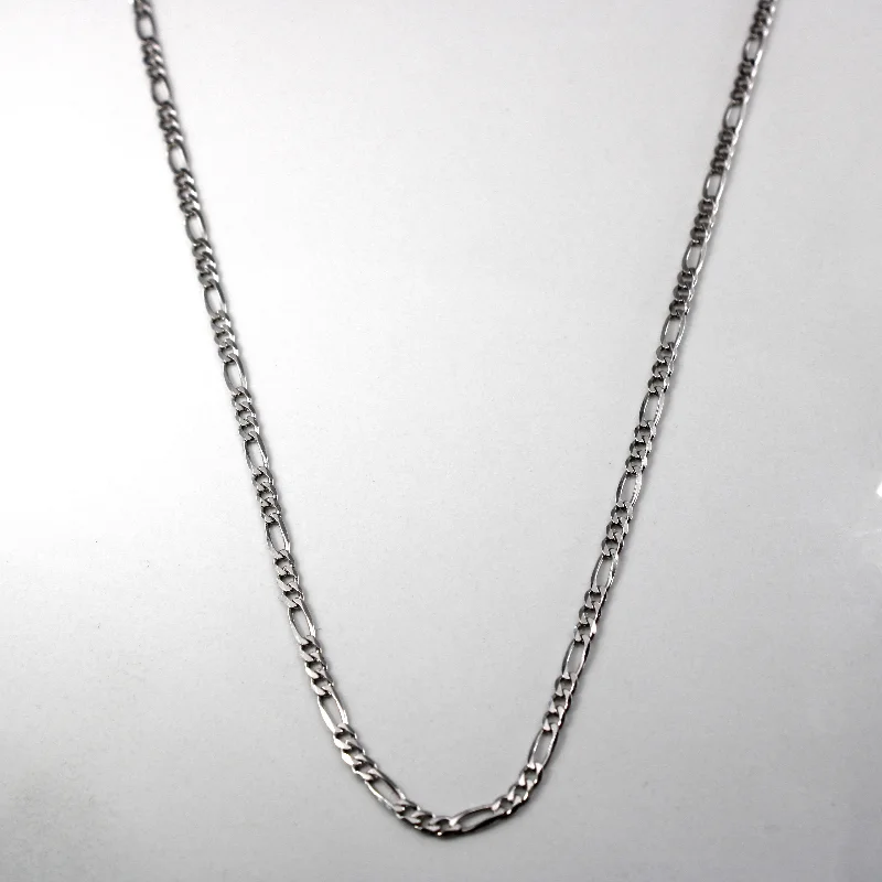 White Gold Figaro Link Chain | 24"|