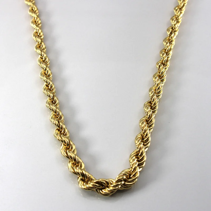 18k Yellow Gold Rope Chain Necklace | 20"|