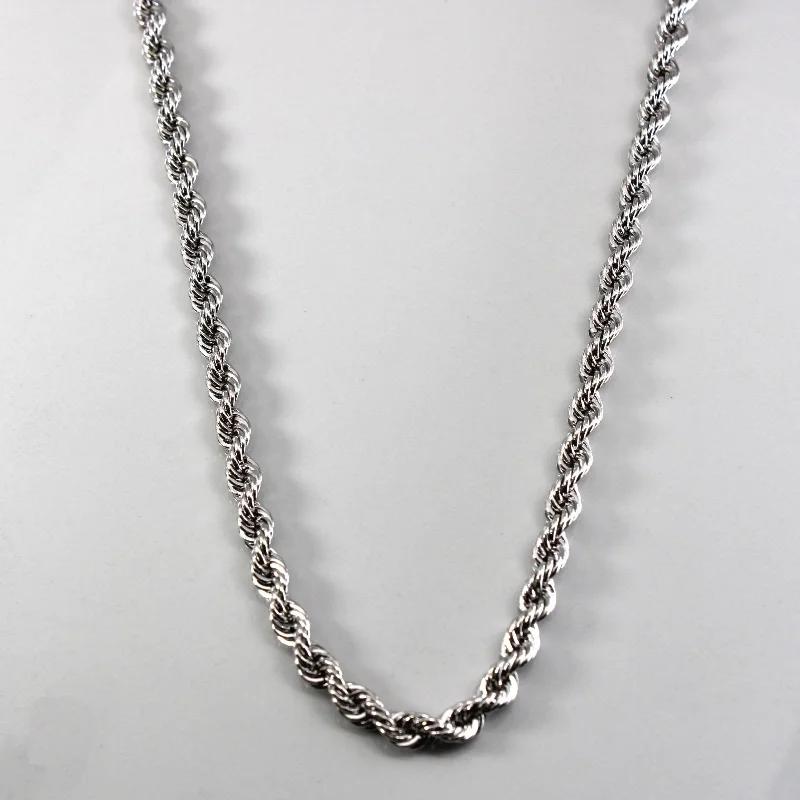 10k White Gold Rope Chain Necklace | 24"|